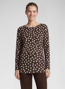 Rodeo Drive Long Sleeve Dot Print T-Shirt - Mocha