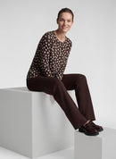 Rodeo Drive Long Sleeve Dot Print T-Shirt - Mocha