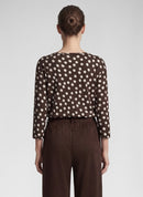 Rodeo Drive Long Sleeve Dot Print T-Shirt - Mocha
