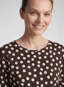 Rodeo Drive Long Sleeve Dot Print T-Shirt - Mocha
