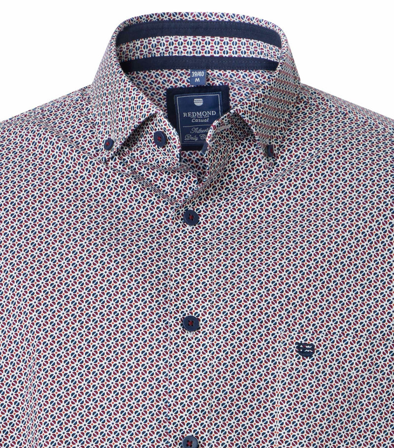 Print Comfort Buttondown Shirt - Red