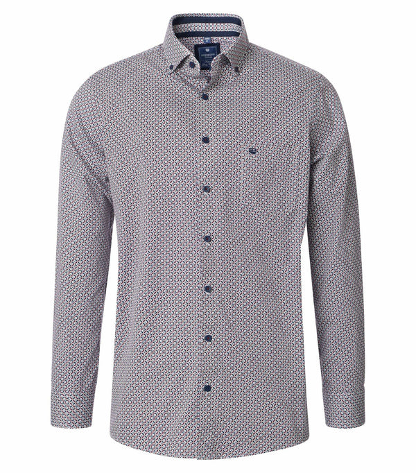 Print Comfort Buttondown Shirt - Red