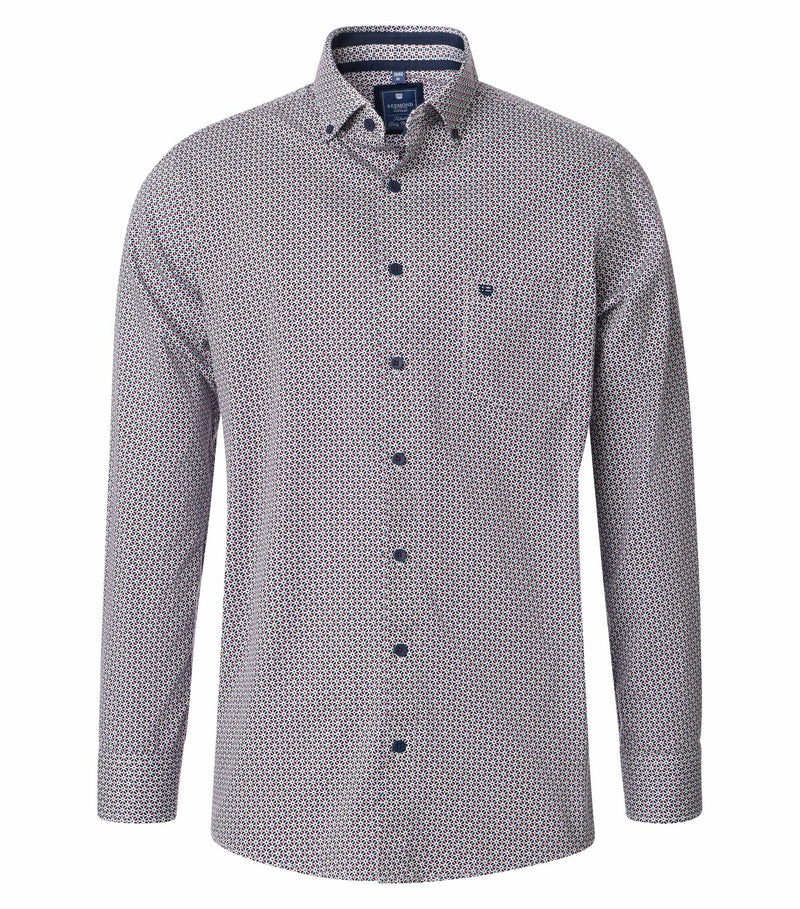 Print Comfort Buttondown Shirt - Red