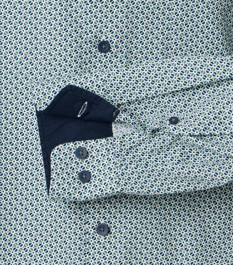 Print Comfort Buttondown Shirt - Green