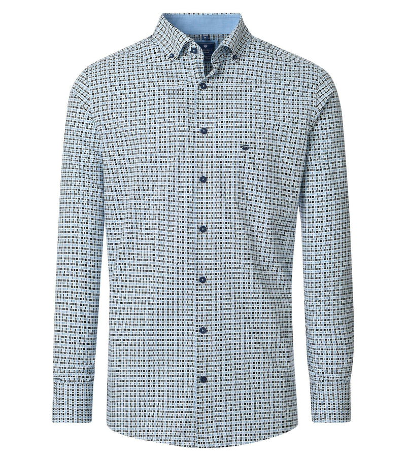 Print Comfort Buttondown Shirt - Blue