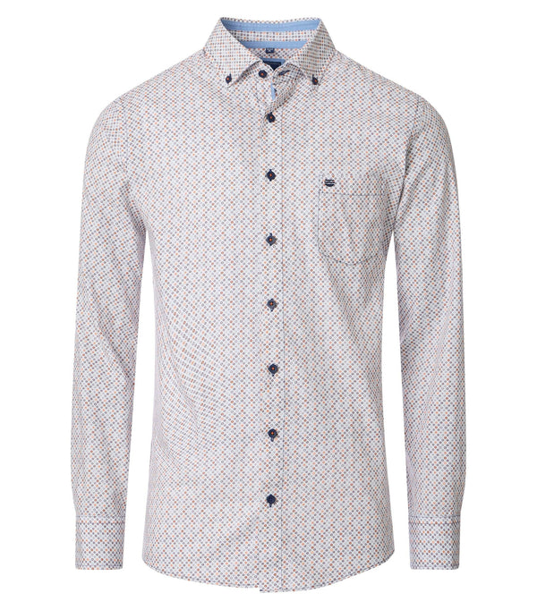 Print Comfort Buttondown Shirt - Orange
