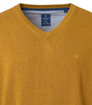 Plain V Neck Jumper - Yellow Brass