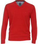 Plain V Neck Jumper - Red