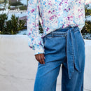 Romelle Wide Leg Long Jeans - Ice Blue