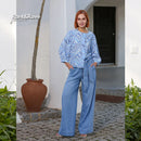 Romelle Wide Leg Long Jeans - Ice Blue
