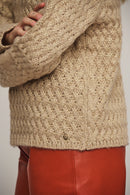 Mock Neck Lurex Jumper - Sand