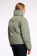 High Collar Padded Jacket - Green Ash