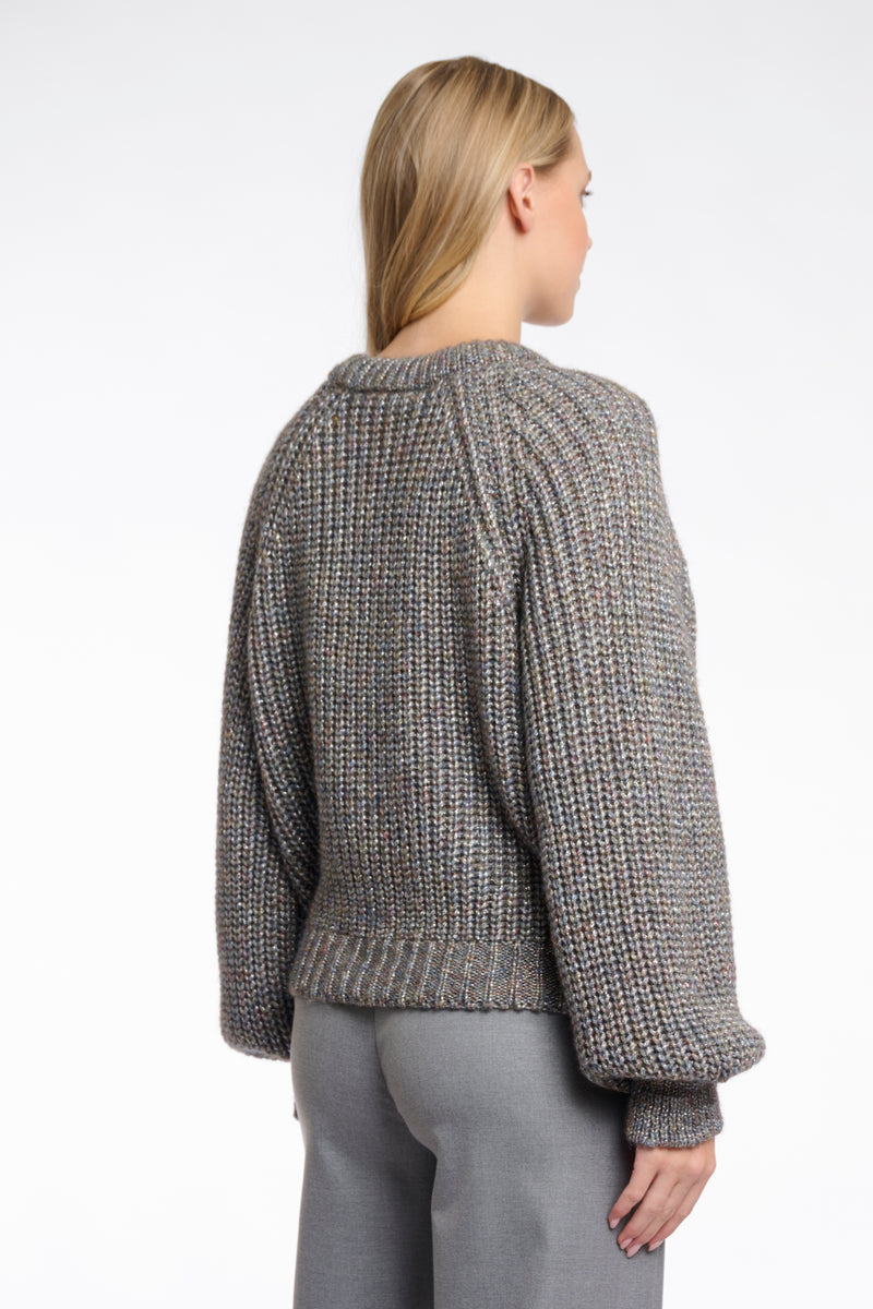 Cable Round Neck Jumper - Grey Shadow
