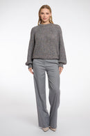 Cable Round Neck Jumper - Grey Shadow