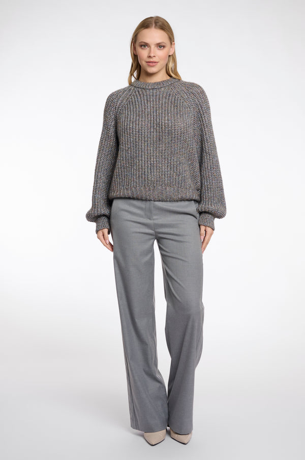 Cable Round Neck Jumper - Grey Shadow