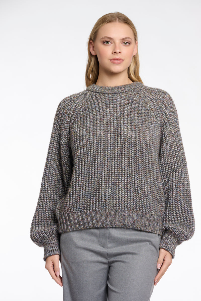 Cable Round Neck Jumper - Grey Shadow
