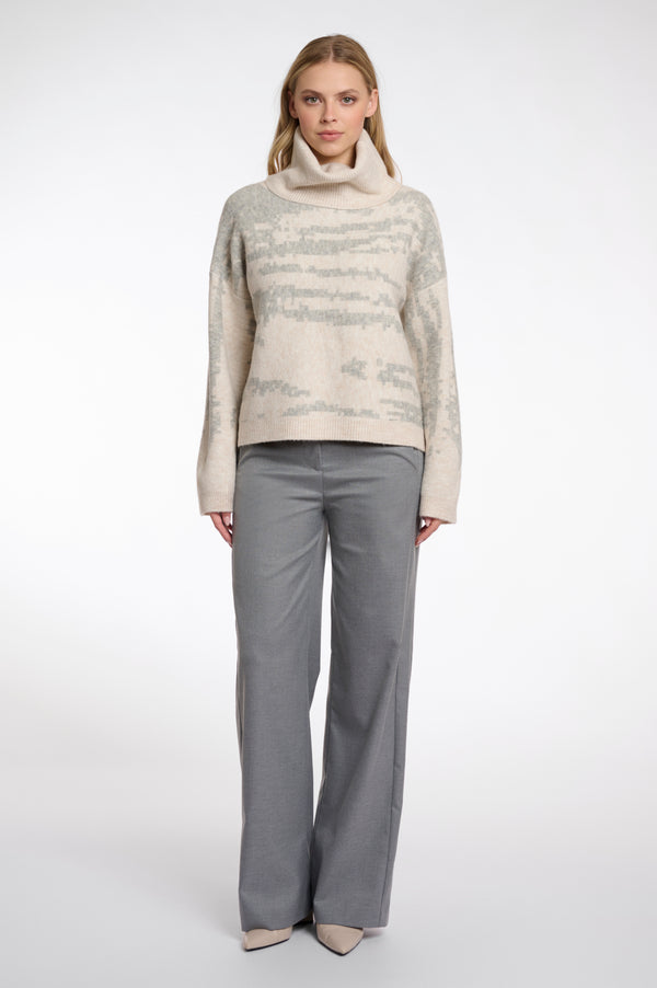 Turtleneck Boxy Jumper - Birch Grey