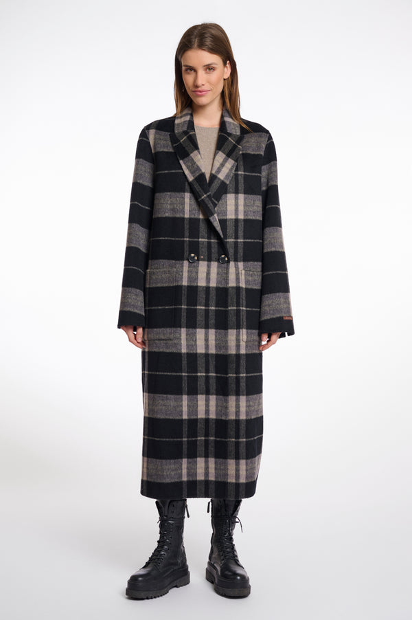 Reversible Check Coat - Night Grey Check/black
