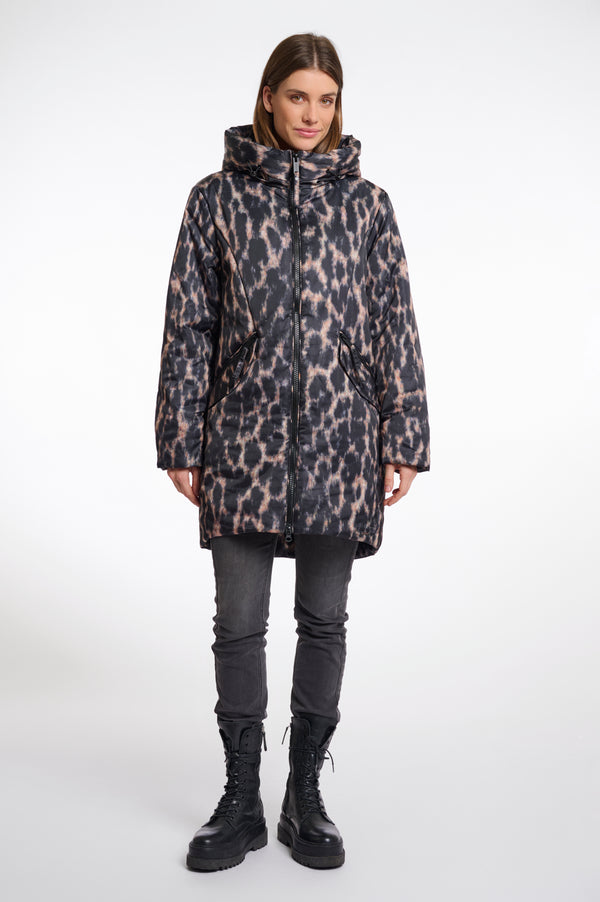 Long Hooded Coat - Leopard