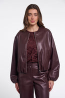 Lomee Faux Leather Jacket - Chocolate Bean