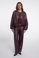 Lomee Faux Leather Jacket - Chocolate Bean