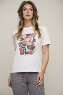 Kensa Bloom Print T-Shirt - White Gold Heart