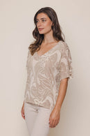 Jita V Neck Top - Beach Floral