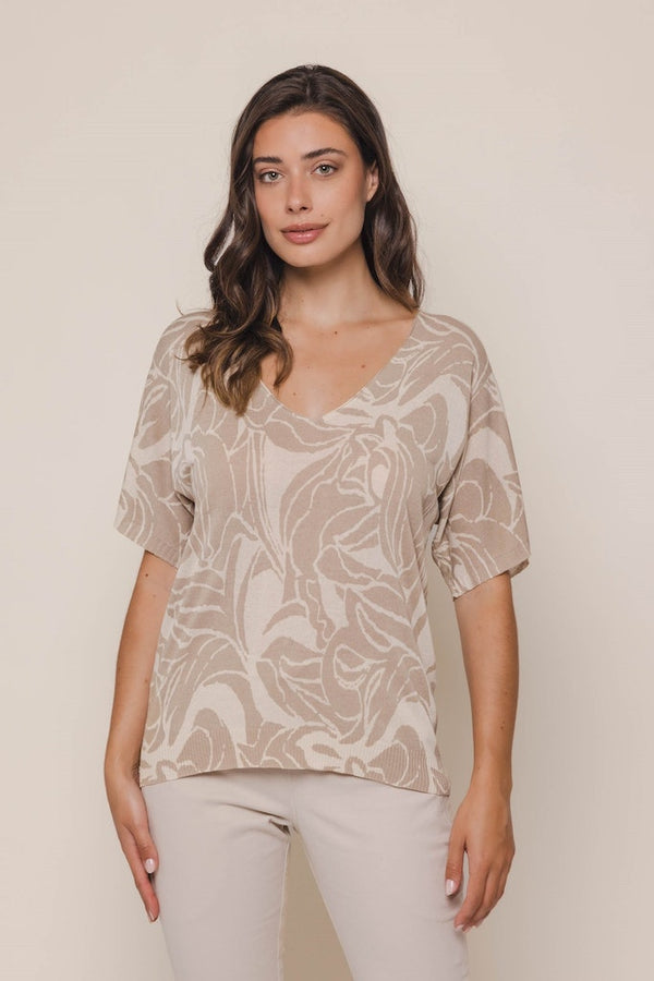 Jita V Neck Top - Beach Floral