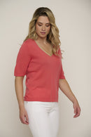 Grady V Neck Top - Coral