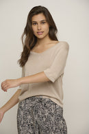 Macha Lurex V Neck Top - Beach