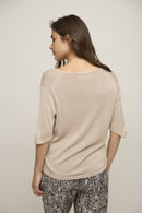 Macha Lurex V Neck Top - Beach