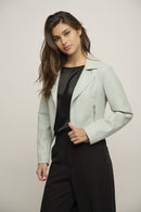 Banaz Cropped Biker Jacket - Chalk Blue