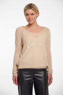 V Neck Love Jumper - Cream