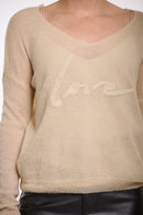 V Neck Love Jumper - Cream