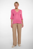 V Neck Short Sleeve Top - Pink