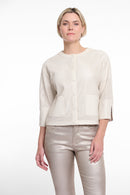 Faux Leather 3/4 Sleeve Jacket - Birch