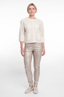 Faux Leather 3/4 Sleeve Jacket - Birch