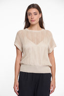 Open Knit Short Sleeve Top - Birch