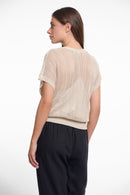 Open Knit Short Sleeve Top - Birch