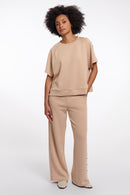 Gloria Wide Leg Trouser - Oat