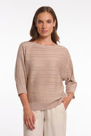 3/4 Sleeve Wide Neck Top - Oat