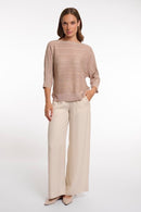 3/4 Sleeve Wide Neck Top - Oat