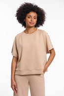 Tate Button Detail Top - Oat