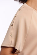 Tate Button Detail Top - Oat