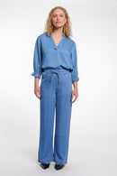 Anette Wide Leg Trouser - Washed Blue