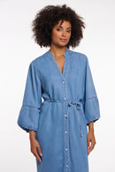 Lot V-Neck Dress - Washed Blue