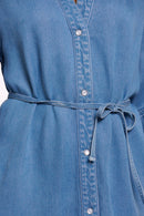 Lot V-Neck Dress - Washed Blue