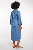 Lot V-Neck Dress - Washed Blue