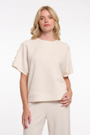 Tate Button Detail Top - Snow White