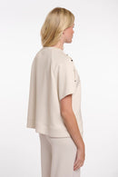 Tate Button Detail Top - Snow White
